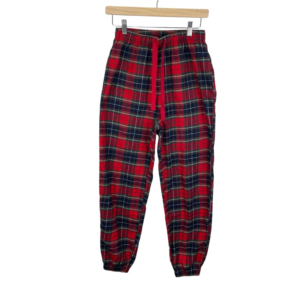 Old Navy Womens Jogger Style Red Blue Plaid Flannel Pajama Pants Size XS